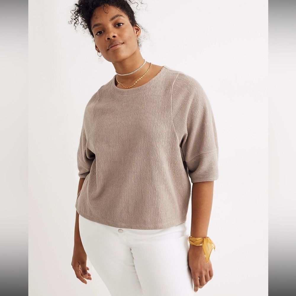 madewell ottoman jacquard ribbed button-back top